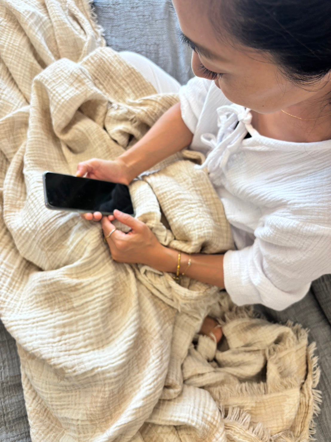 Muslin Throw - Leaf -